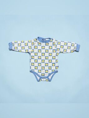 Vintage 90s Baby Chick One Piece Baby Boy Size 3 Months Blue Yellow